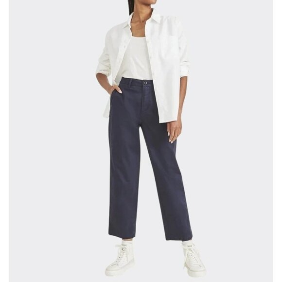 Dockers Womens High Straight Fit Ankle Weekend Chino Pants Blue Cotton Blend 34 - Picture 1 of 16